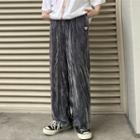 Heart Embroidered Tie-dye Wide Leg Pants