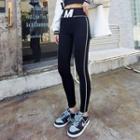 Lettering Striped Leggings