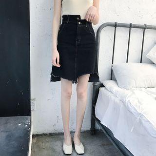 Fray Denim Mini Skirt
