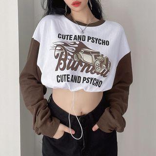 Long Sleeve Graphic Crop Top