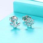 925 Sterling Silver Non-matching Anchor & Rudder Earring Silver - One Size