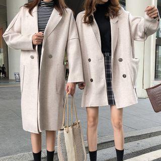 Notch-lapel Double-breasted Jacket / Long Coat