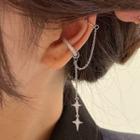 Star Chained Cuff Earring 1 Pair - Silver - One Size