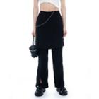 Plain Skirt Panel Straight Cut Pants