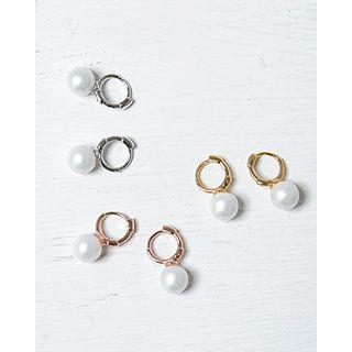 Faux Pearl Silver Drop Earring