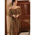 Cold-shoulder Floral Print Dress