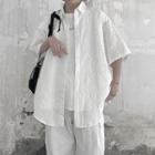 Short-sleeve Ruched Loose-fit Shirt