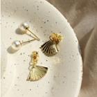 925 Sterling Silver Seashell Dangle Earring 1 Pair - Stud Earring - One Size