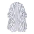 Batwing-sleeve Striped Dip-back Shirt White - One Size