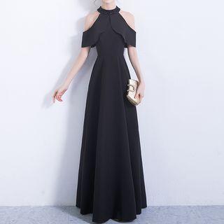 Cold Shoulder A-line Evening Gown