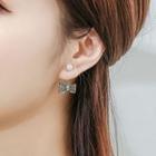 Non-matching Rhinestone Bow Faux Pearl Earring