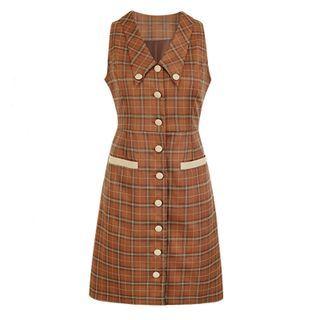 Sleeveless / Short-sleeve Plaid A-line Dress