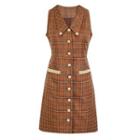 Sleeveless / Short-sleeve Plaid A-line Dress