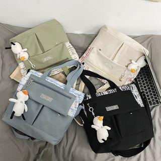 Print Panel Crossbody Tote Bag