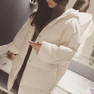 Hooded Snap-buttoned Padded Coat