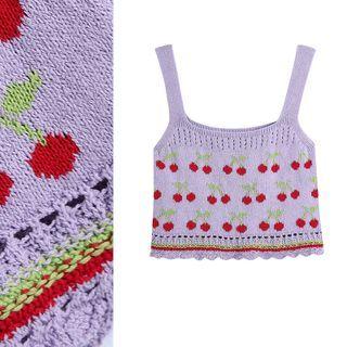 Cherry Jacquard Eyelet Knit Camisole