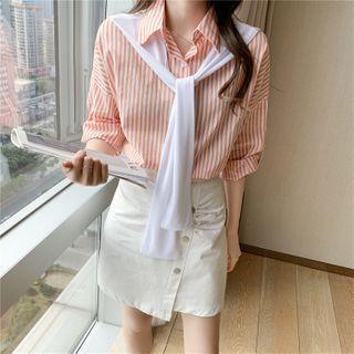 Set: Striped Shirt + Mini Fitted Skirt