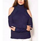 Cut Out Shoulder Chunky Knit Sweater