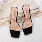 Rhinestone Square-toe High-heel Slide Sandals