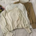 Asymmetric V-neck Knit Crop Top