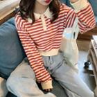 Striped Collared Cropped Pullover