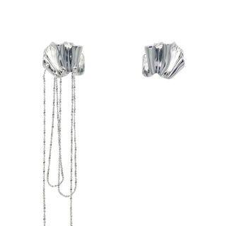 Asymmetrical Alloy Fringed Earring 1 Pair - Silver - One Size