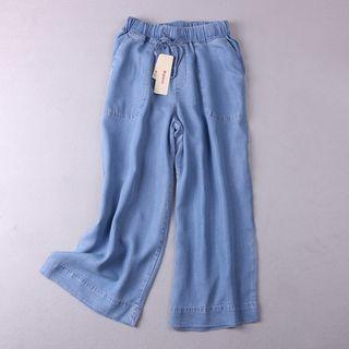 Elastic-waist Wide-leg Jeans