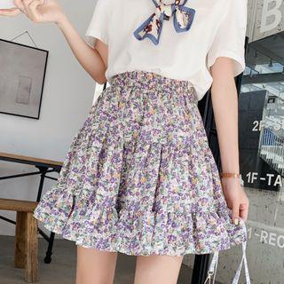 Floral Tiered Mini A-line Skirt