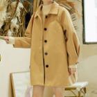 Single-breasted Buttoned Coat Camel - One Size