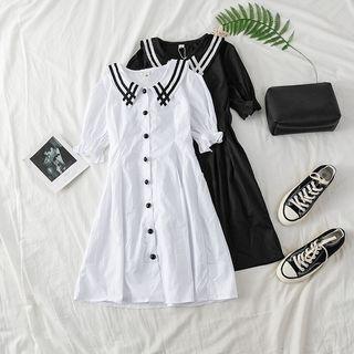 Sailor Collar Single-breasted Midi Dress