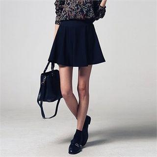 Inset Shorts Band-waist Mini Flare Skirt