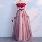 Off-shoulder Floral A-line Cocktail Dress / Evening Gown
