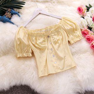 Off-shoulder Short-sleeve Cropped Blouse