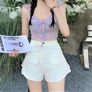 Sleeveless Lace Top / Wide-leg Shorts