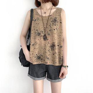 Galaxy Print Knitted Tank Top