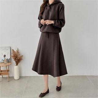 Set: Hooded Sweatshirt + A-line Skirt