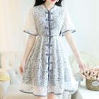 Traditional Chinese Elbow-sleeve Lace A-line Dress
