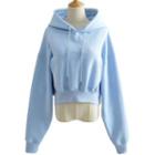 Front Pocket Cropped Hooded Sweatshirt