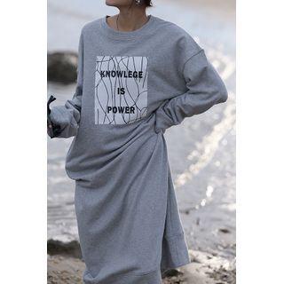 Lettering Maxi Pullover Dress Gray - One Size