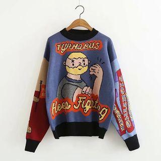 Cartoon Print Sweater Multicolor - One Size