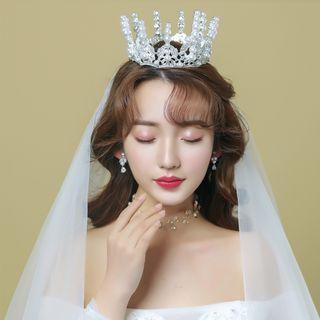 Wedding Faux Pearl Rhinestone Tiara White - One Size