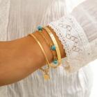 Set Of 3: Charm Bracelet + Bangle Set Of 3 - 3094 - Bracelet & Bangle - Gold - One Size