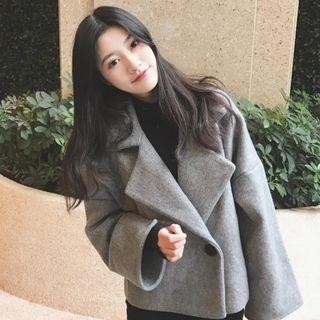 Plain Notch Lapel Cropped Coat