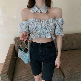 Cold Shoulder Short-sleeve Top Top - As Shown In Figure - One Size