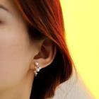 Faux Pearl & Star Alloy Dangle Earring 1 Pair - Gold & White - One Size