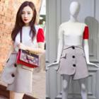 Color-block Knit Top / A-line Skirt