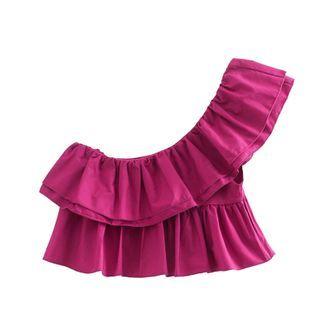 One Shoulder Frill Trim Top