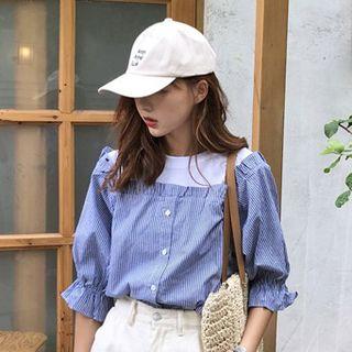 Mock Two Piece Elbow-sleeve Blouse