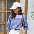 Mock Two Piece Elbow-sleeve Blouse