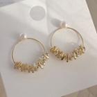 925 Sterling Silver Freshwater Pearl Hoop Earring 1 Pair - Gold - One Size